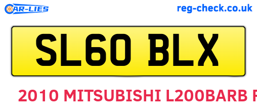 SL60BLX are the vehicle registration plates.