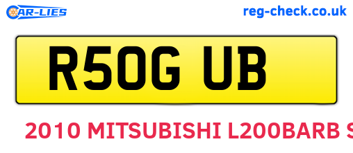 R50GUB are the vehicle registration plates.