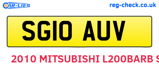 SG10AUV are the vehicle registration plates.
