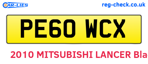 PE60WCX are the vehicle registration plates.