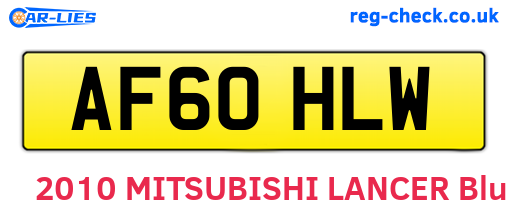 AF60HLW are the vehicle registration plates.