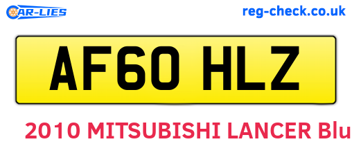 AF60HLZ are the vehicle registration plates.