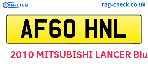 AF60HNL are the vehicle registration plates.
