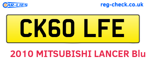 CK60LFE are the vehicle registration plates.
