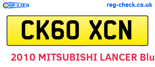 CK60XCN are the vehicle registration plates.