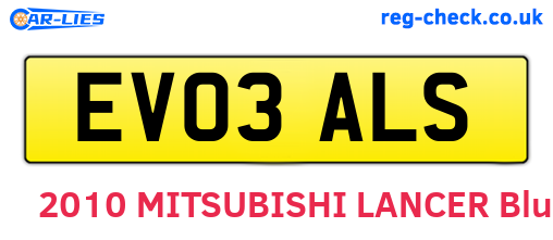 EV03ALS are the vehicle registration plates.