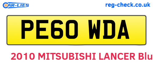 PE60WDA are the vehicle registration plates.