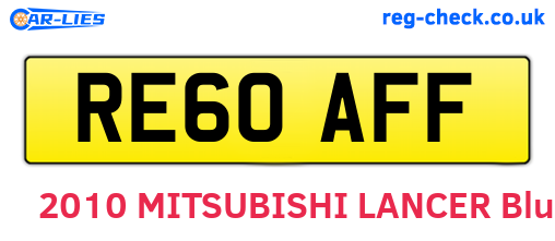RE60AFF are the vehicle registration plates.