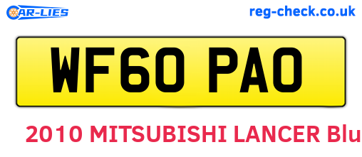WF60PAO are the vehicle registration plates.