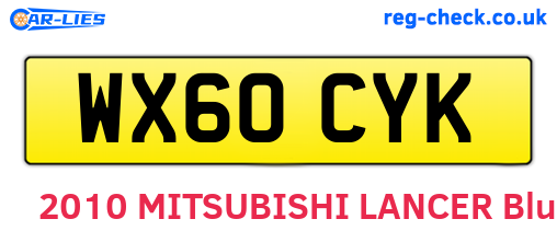 WX60CYK are the vehicle registration plates.
