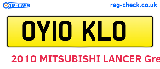 OY10KLO are the vehicle registration plates.