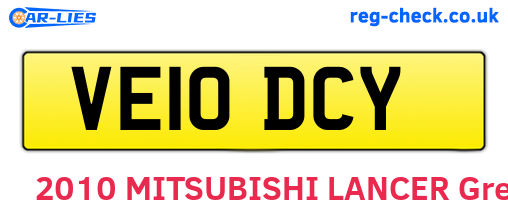 VE10DCY are the vehicle registration plates.