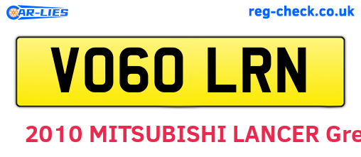 VO60LRN are the vehicle registration plates.