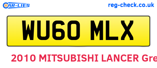 WU60MLX are the vehicle registration plates.