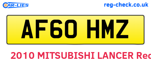 AF60HMZ are the vehicle registration plates.