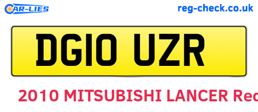 DG10UZR are the vehicle registration plates.