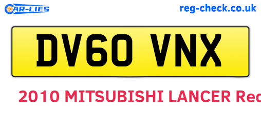 DV60VNX are the vehicle registration plates.