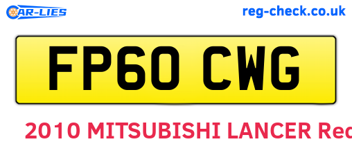 FP60CWG are the vehicle registration plates.