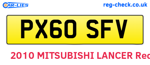 PX60SFV are the vehicle registration plates.
