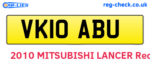 VK10ABU are the vehicle registration plates.