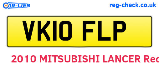 VK10FLP are the vehicle registration plates.