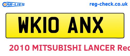 WK10ANX are the vehicle registration plates.