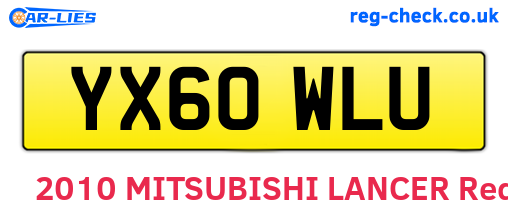 YX60WLU are the vehicle registration plates.