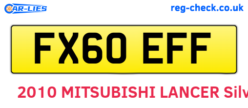 FX60EFF are the vehicle registration plates.