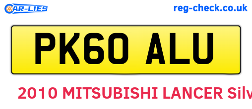 PK60ALU are the vehicle registration plates.