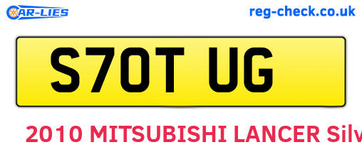S70TUG are the vehicle registration plates.