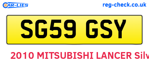SG59GSY are the vehicle registration plates.