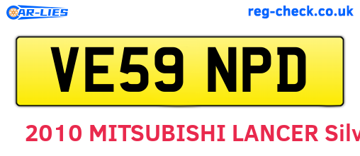 VE59NPD are the vehicle registration plates.
