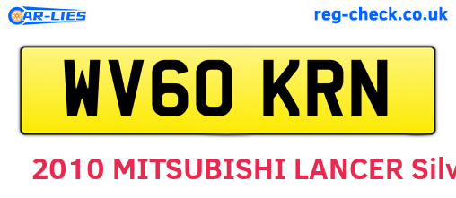 WV60KRN are the vehicle registration plates.