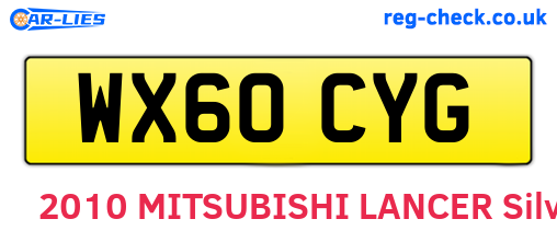 WX60CYG are the vehicle registration plates.