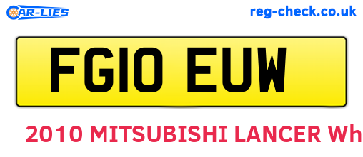 FG10EUW are the vehicle registration plates.