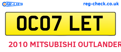 OC07LET are the vehicle registration plates.