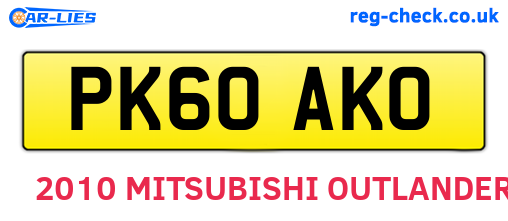 PK60AKO are the vehicle registration plates.