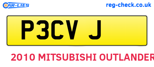 P3CVJ are the vehicle registration plates.