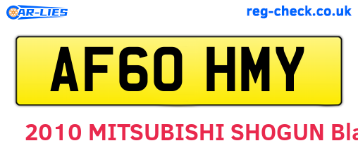 AF60HMY are the vehicle registration plates.