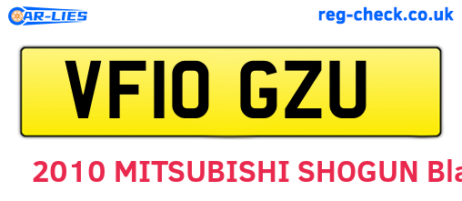 VF10GZU are the vehicle registration plates.