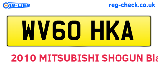 WV60HKA are the vehicle registration plates.