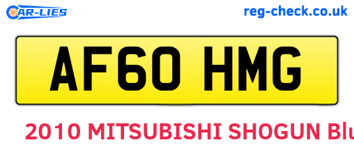 AF60HMG are the vehicle registration plates.