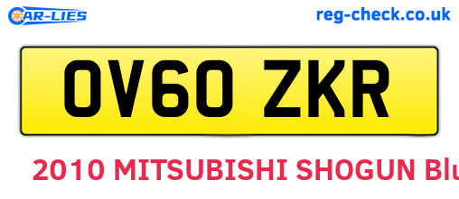 OV60ZKR are the vehicle registration plates.