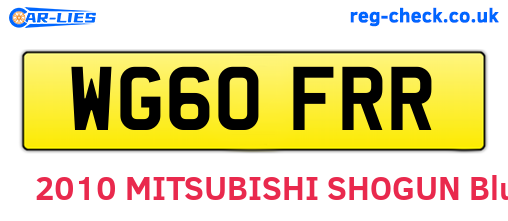 WG60FRR are the vehicle registration plates.