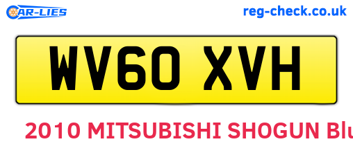 WV60XVH are the vehicle registration plates.