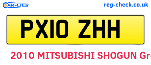 PX10ZHH are the vehicle registration plates.