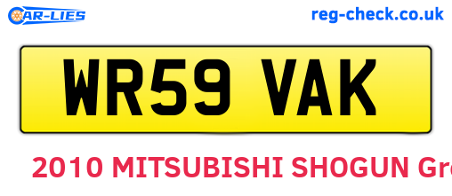 WR59VAK are the vehicle registration plates.