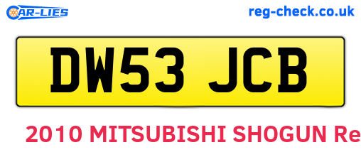 DW53JCB are the vehicle registration plates.