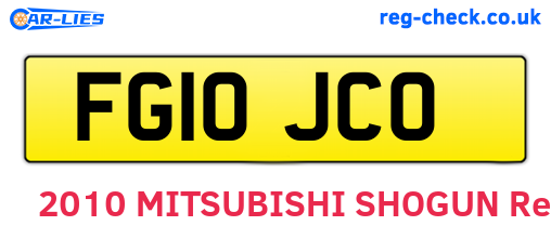 FG10JCO are the vehicle registration plates.