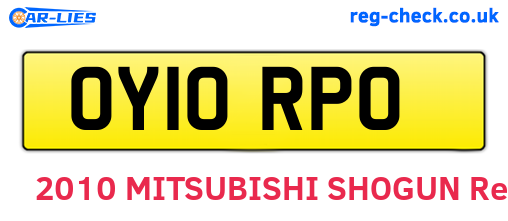 OY10RPO are the vehicle registration plates.